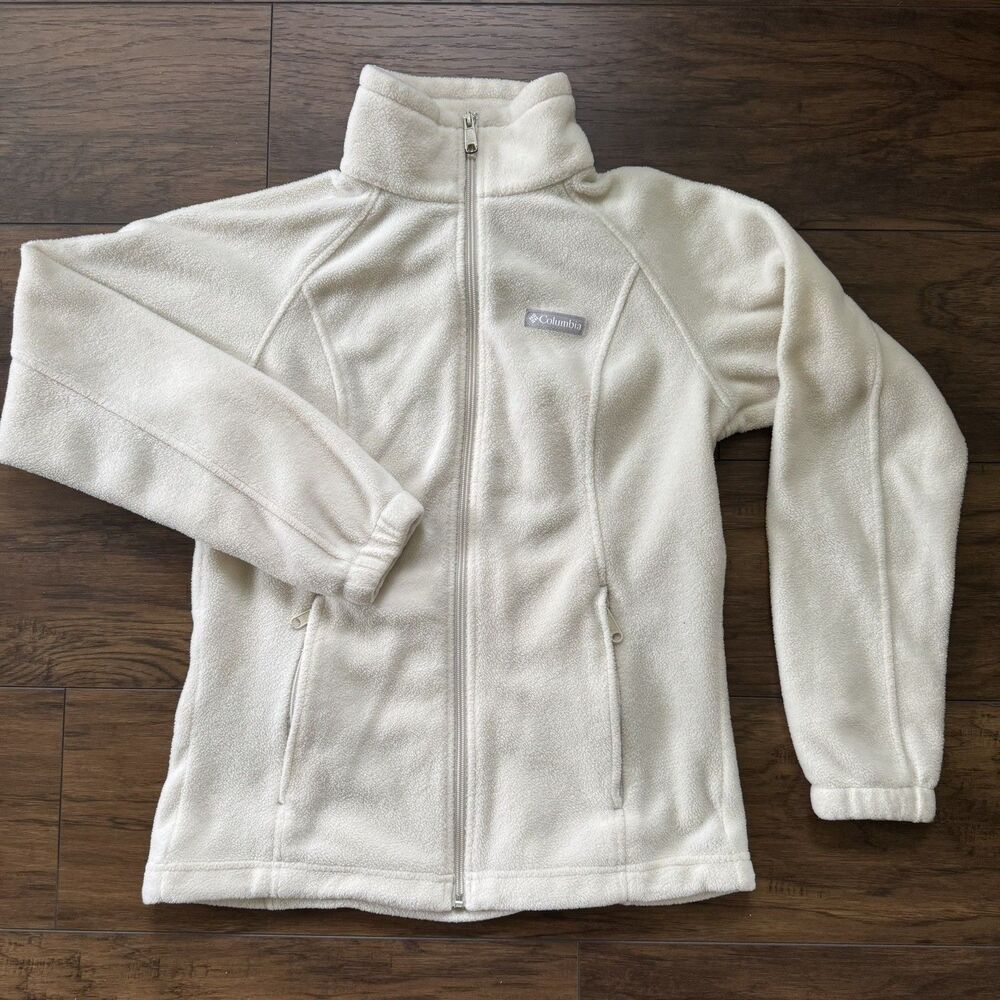 Columbia Benton Springs Full Zip Jacket Pockets Ivory Women’s S Long Sleeve